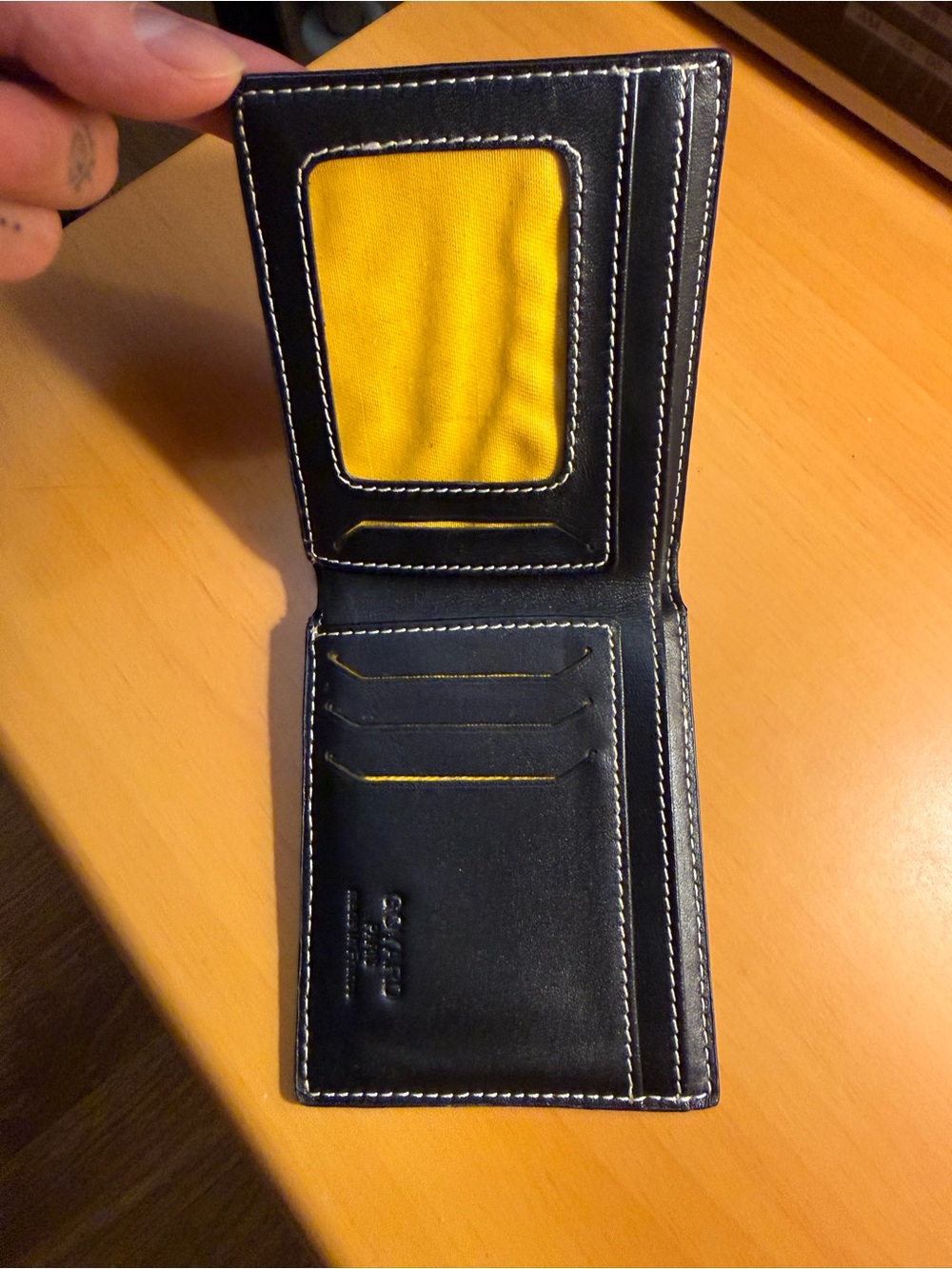 Black Fashion inspired Bifold Wallet with Bright Yellow Interior - Picture 5 of 6